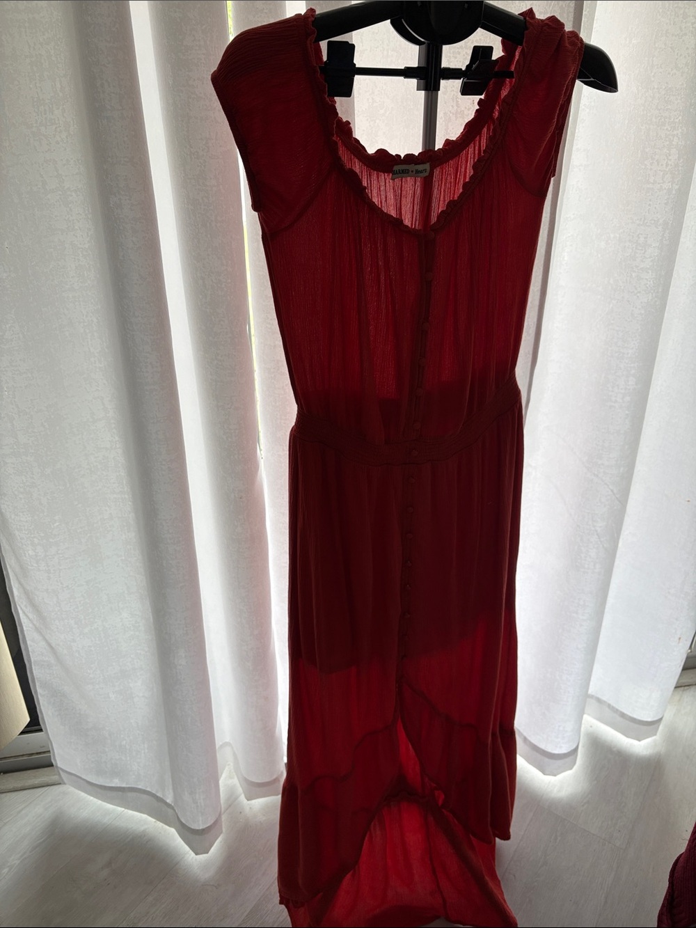 Women's Red/Orange Button-Front Maxi Dress 👗